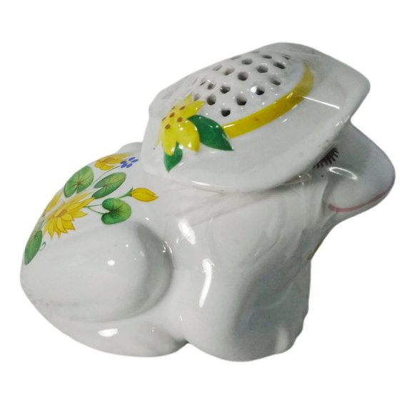 VTG Avon Frog Pomander Sachet Yellow Floral Scent Diffuser Holder - Picture 9 of 11